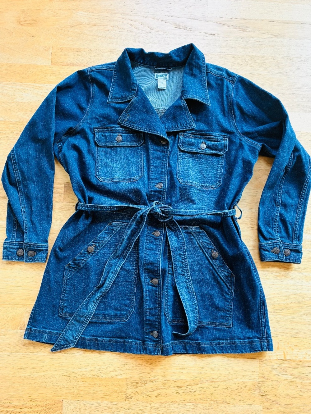 Deluth Trading Co. Daily Denim Trench Jacket Utility Coat 1X w/ belt